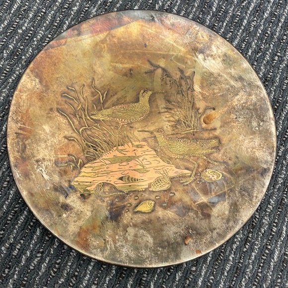 Reed & Barton Damascene Silverplated Audubon Sandpiper Birds Plate Numbered - Picture 1 of 8